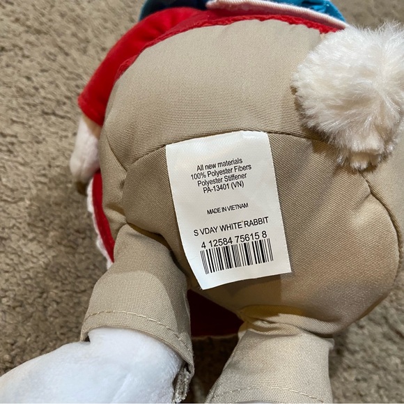 Disney Store Alice in Wonderland White Rabbit Plush Valentines Day Heart Stuffed - Picture 6 of 13